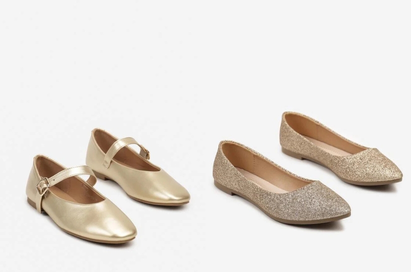 Złote baleriny. Metaliczne buty w najmodniejszych stylizacjach sezonu