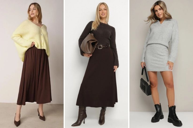Spódnica i sweter – modny i kobiecy zestaw. Stylizacje na co dzień i do pracy
