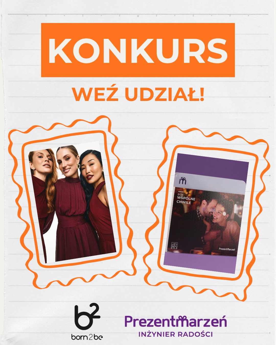 🎄#KONKURS
Spełniamy marzenia i mamy dla Was super #KONKURS @born2be_pl x @prezentmarzen ! ✨NAGRODY:
❄️BOX „Wspólne chwile” od @prezentmarzen o wartości 389 złotych!
❄️VOUCHER na zakupy od @born2be_pl o wartości do 199 złotych!
WYGRYWAJĄ 3 OSOBY!Co zrobić, by wygrać?
👉 Będzie nam miło, jeśli zaobserwujesz profile @prezentmarzen i @born2be_pl
👉 Odpowiedz na pytanie: Gdybyś mogła podarować bliskiej osobie „idealny dzień”, jak by wyglądał?
👉 Ilość komentarzy nieograniczona!Na Wasze komentarze czekamy do 28.11 godz. 23.59
🎁 Najbardziej kreatywne odpowiedzi nagrodzimy a wyniki pojawią się w komentarzu pod tym postem już 1.12!
#born2bepl #born2be #prezentmarzen #prezent #gift #moda #wygraj #konkurs