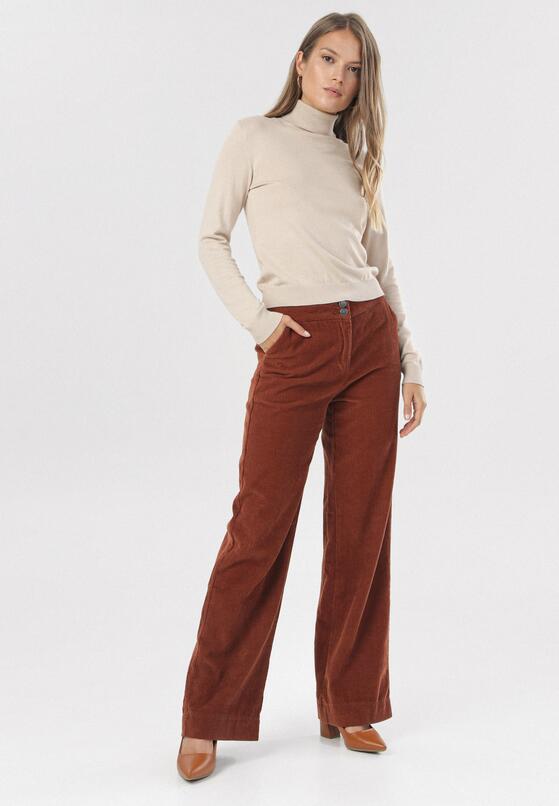 Moda Spodnie Spodnie sztruksowe Land’s End Land\u2019s End Spodnie sztruksowe kremowy W stylu casual 