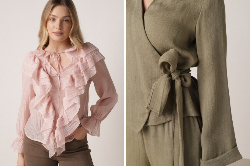 Zoom na detal bluzki z wiązaniem – jak je nosić, by wyglądać modnie i czuć się swobodnie