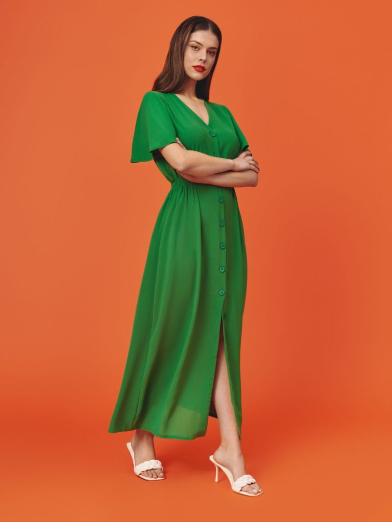zielona długa sukienka
