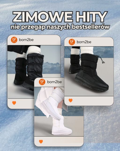 Bestsellery, które wracają co sezon — śniegowce kochane za ciepło, lekkość i codzienną wygodę. Idealne na mroźne dni i długie zimowe spacery. Jeśli miałaś je na oku… to jest ten moment.
🔍 Biale 218179
🔍 Czarne wysokie 109998
🔍 Granatowe 109001