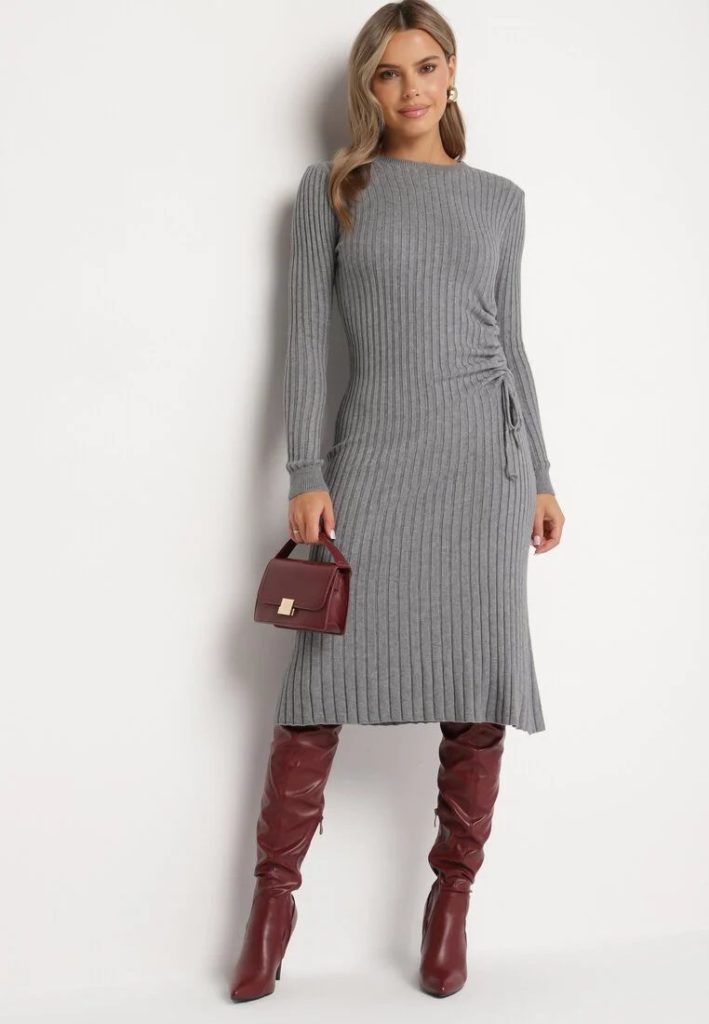 dzianinowa sukienka stylizacje